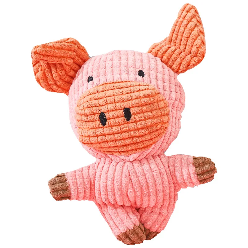 Eco-friendly Adorable Bite Resistant Cotton Rope Soft Corduroy clean teeth Chew Stuffed Animal Plush Squeaky Dog pet Toys