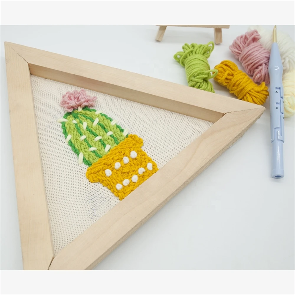 Triangle Wooden Embroidery frame Hoop with Monk Cloth 29.5*26 cm