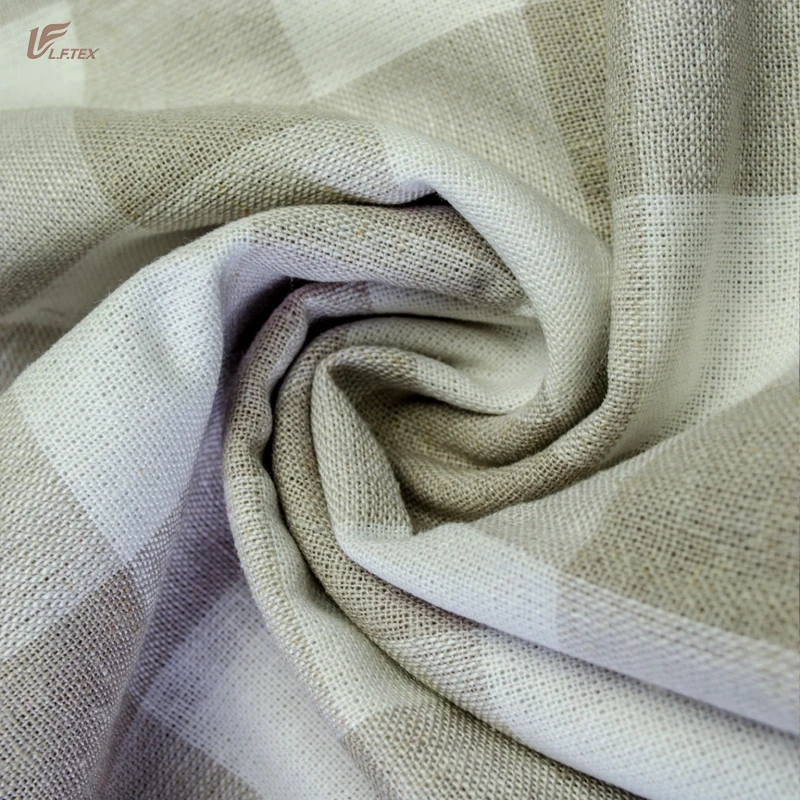 Medium weight woven organic natural stone washed linen fabric for clothing