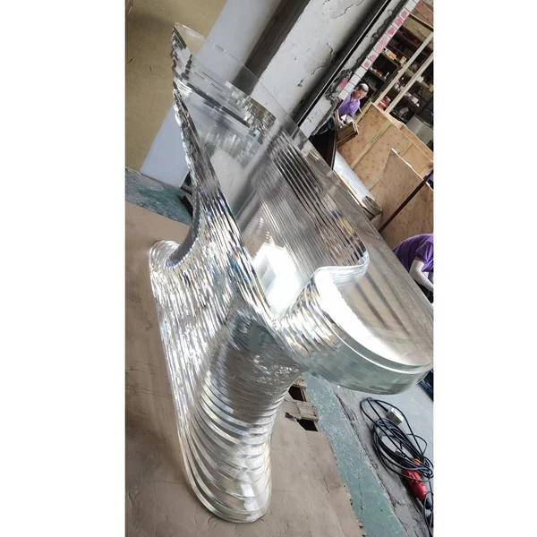 Customized Clear Acrylic Reception Desk, Modern Design Solid Acrylic Reception Table