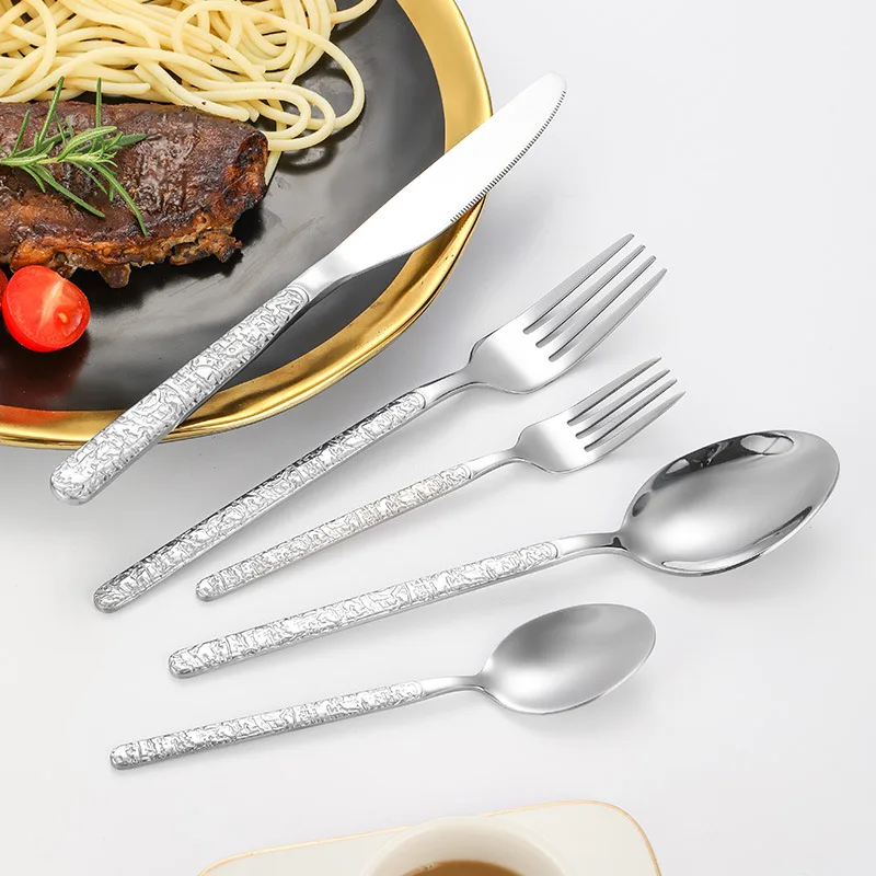 Luxury fancy 1010 stainless steel 304(18/10) silverware gold dinner knife spoon fork set cuttlery cutlery set wholesale