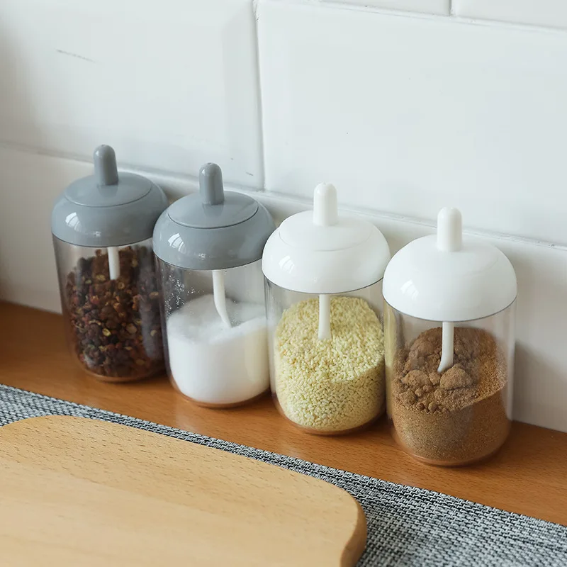 Practical Food Seasoning Containers Sturdy Honey 250Ml Round Glass Spice Jars Container With Plastic Lids
