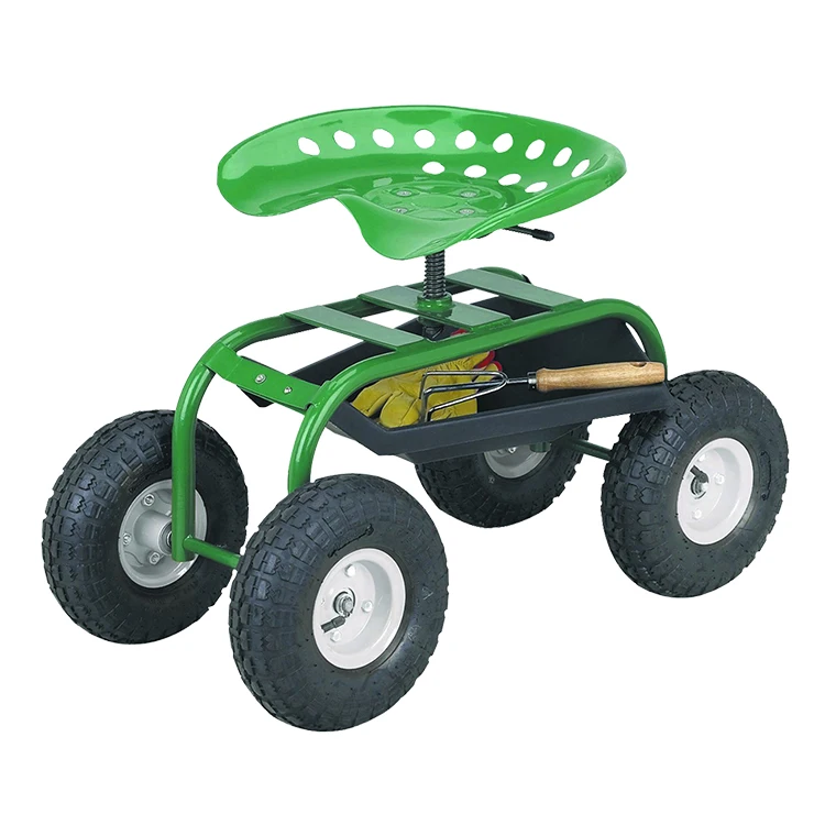 Swivel Seat Rolling Gardening Cart  Garden Yard Lawn Weeding Chair for Planting with Wheels Garden Tractor Work Seat