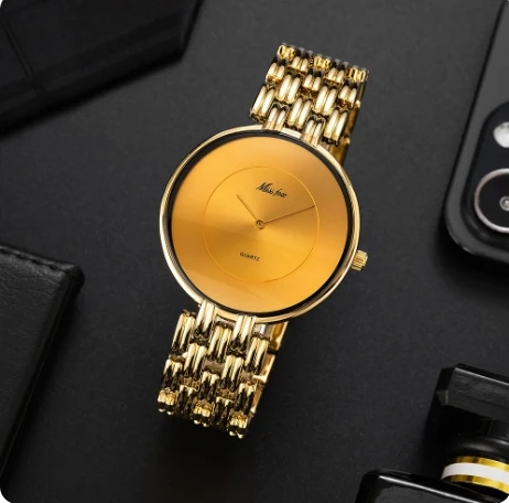 Missfox 2110 Miss Fox Popular Middle Eastern Style Minimalist Retro Gold Bracelet High-end Couple Quartz Watch For Men And Women