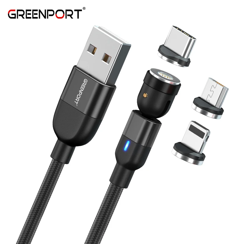 Greenport новейший дизайн 5Pin 540 градусов свободное вращение зарядный кабель магнит телефон зарядное устройство для всех типов телефонов поддерживают воздушную почту столба Кита логотип