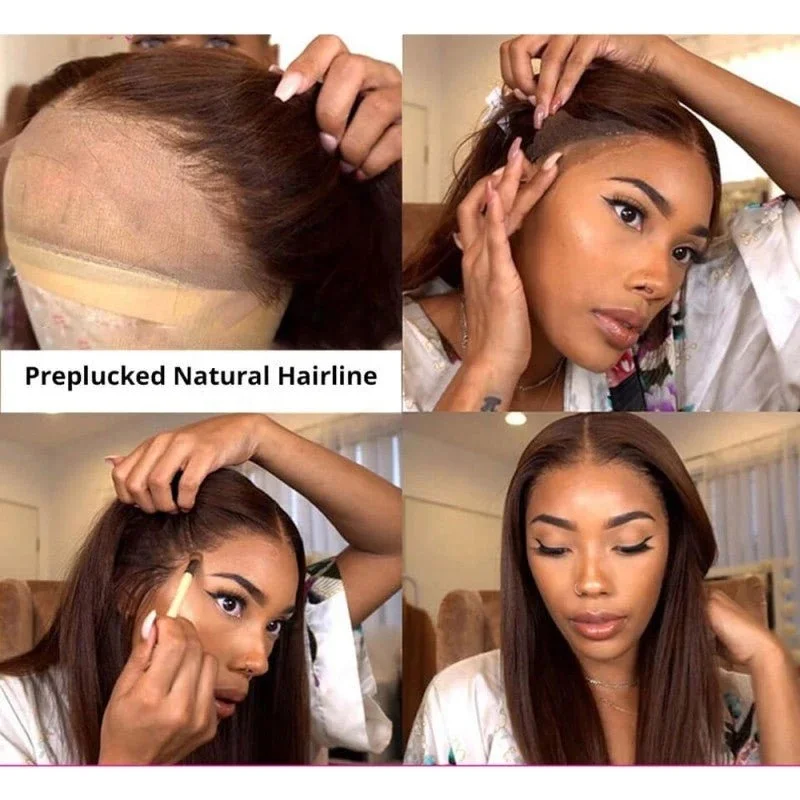 13x4 Body Wave Lace Front Wigs Chocolate Brown Front HD Swiss Lace Wig Dark Brown 100% Human Hair For Women