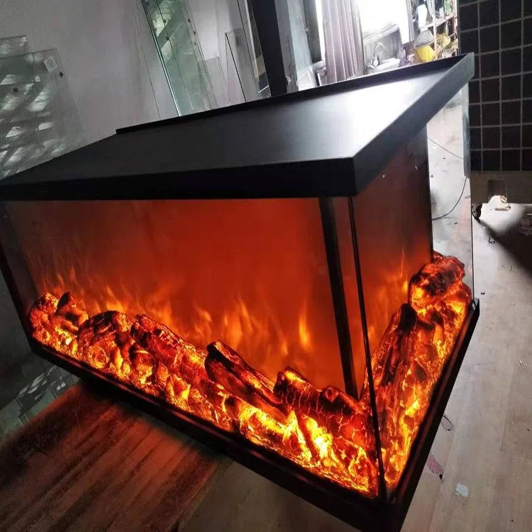 China manufacturer  sales 1500 m length three sided flame inserted electric fireplace with remote controlling function