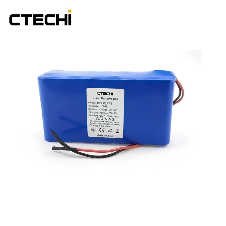 CTECHI Lithium ion battery pack 25.9V 5.2Ah Lithium 12V 24V 36V 48V 52V 60V 72V 96V 5AH 10AH15AH 18650 battery for electric tool
