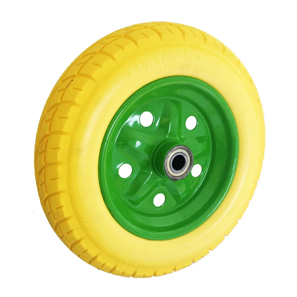 Made in Vietnam 13in 325-8 Flat Free PU Foam Filled Tire Wheel for wheelbarrow trolley dolly lawn cart yard cart garden cart