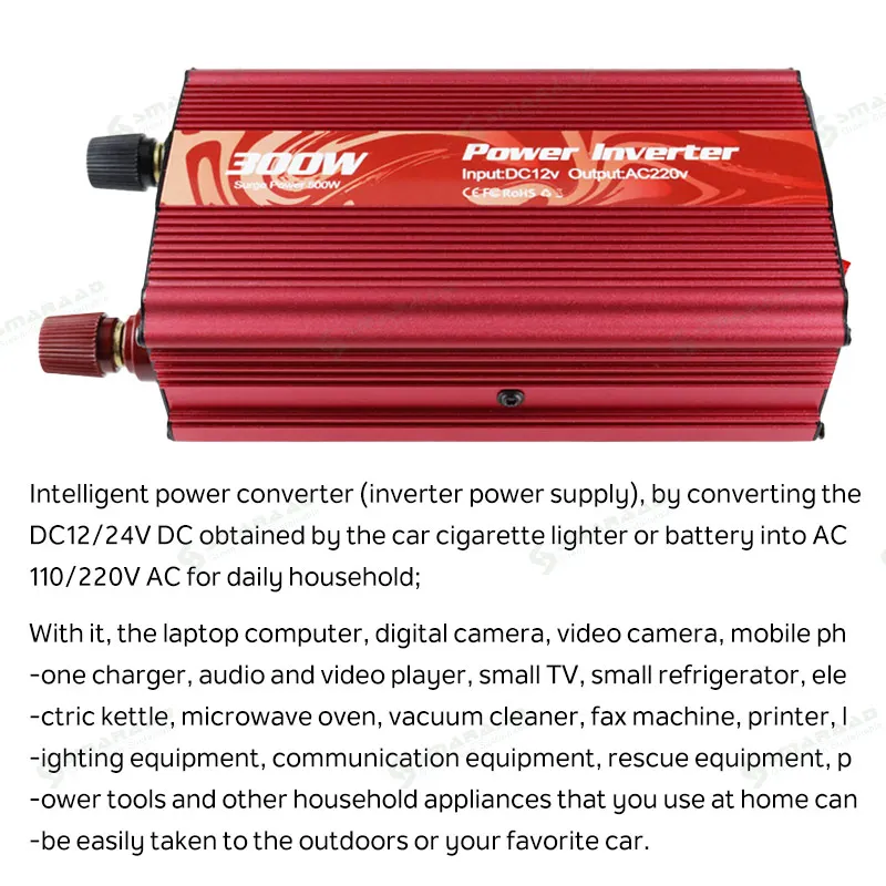 SMARAAD High Quality Portable 300W Vehicle Inverter DC 12V to AC 220V Sine Wave Improved Inverter & Converter