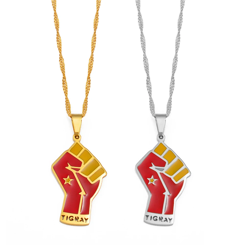 Tigray State Ethiopia Pendant Necklaces Gold/Silver Color African Jewelry Fist for Women Girls #255321