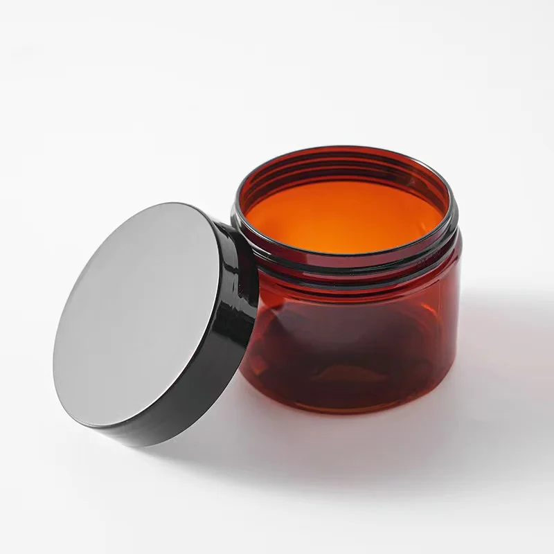 high quality various size 8oz 500ml 560ml candy empty clear pet cookie can food container plastic jar with gold lids