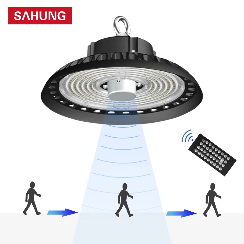 Dimmable Energy Saving Ufo Led High Bay Light 100w 150w 200w Remote Control 2700-6500K IP65 Industrial Lighting Lamp For Garage