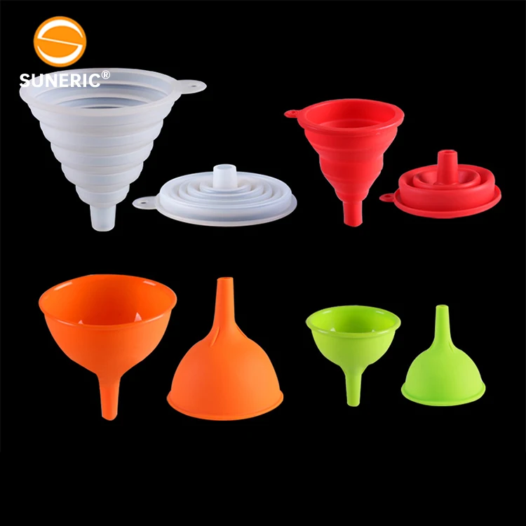 Mini collapsible wine powder oil wax kitchen dispenser small foldable silicone funnel for bottle