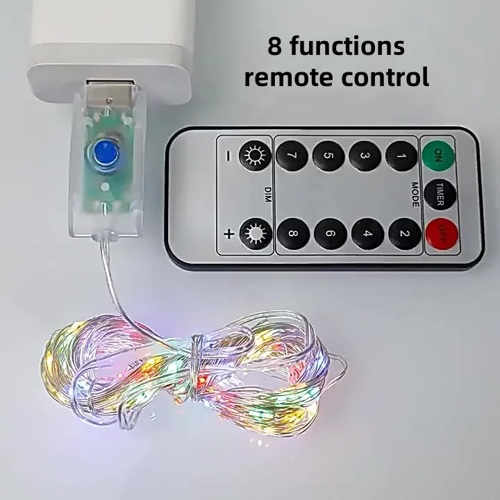Светодиодные наружные и закрытые шнурки для штор медный провод USB пульт дистанционного управления с восемью функциями рождественские свадебные украшения
