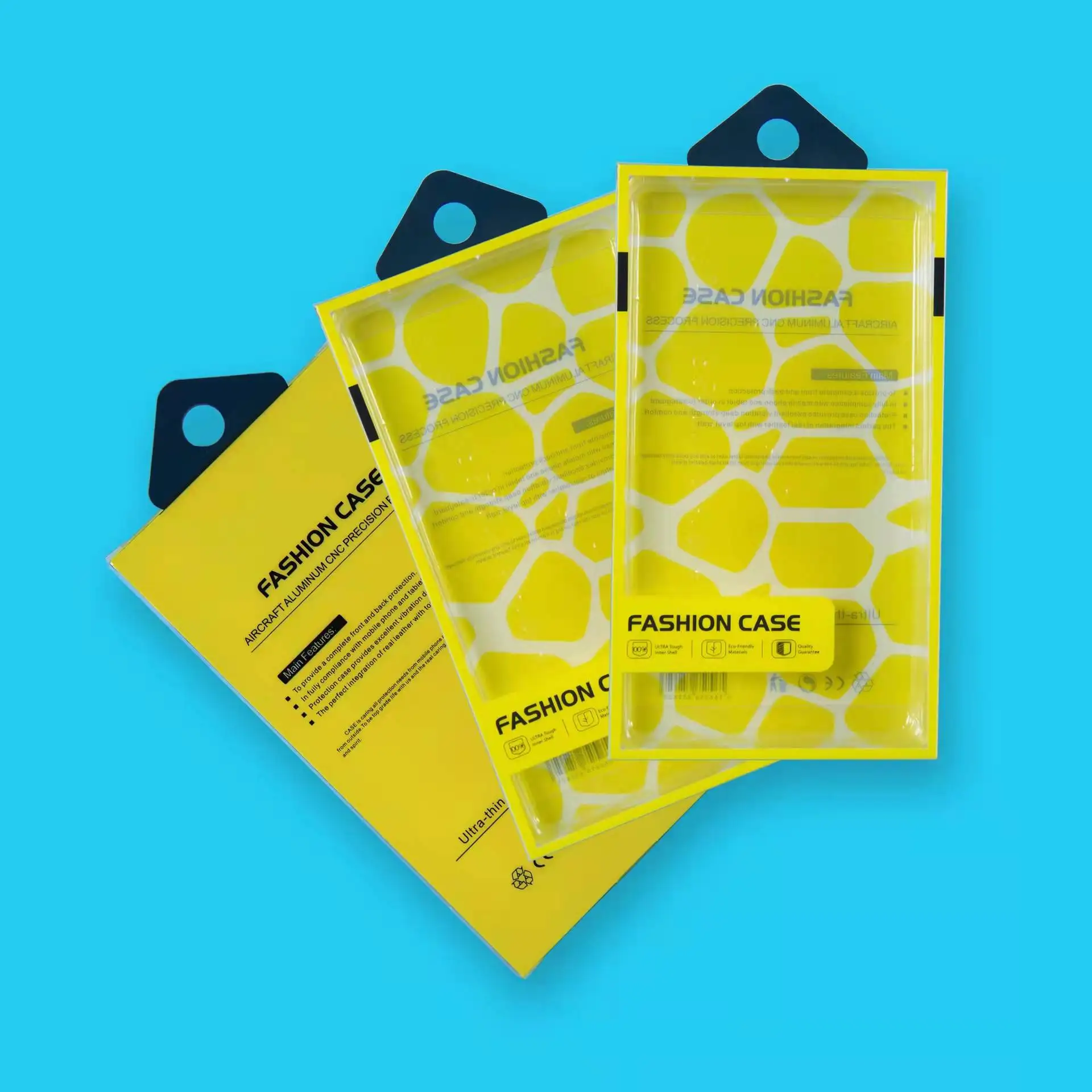 Color Printed foldable plastic packaging box for cell phone case with blister tray