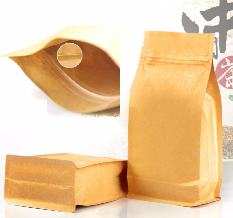 Custom Printing Wholesale Food Grade Heat Seal Stand Up Foil Lined Kraft Paper Packing Tea Bag