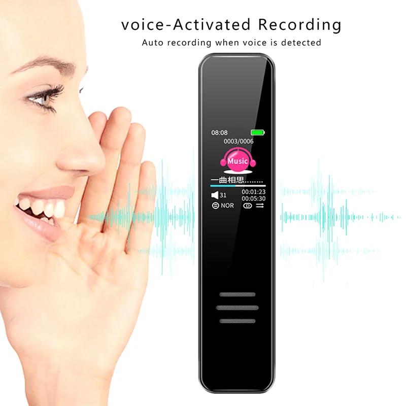 Color Icon Long Voice Recording Pen Noise Reduction Mini Large Screen MPS Player Externnal