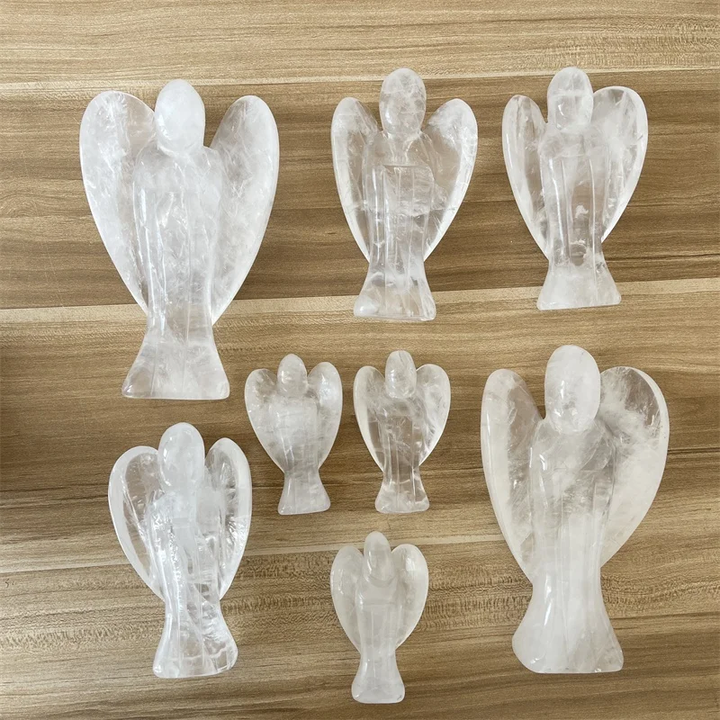 natural crystal gemstone carving angel rose quartz figurines angel for decoration