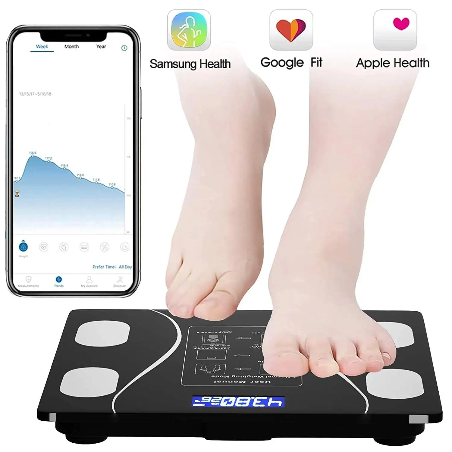 Quality Wireless Smartphone App Smart Highly Accurate Digital Composition Analyzer Body Fat Scale