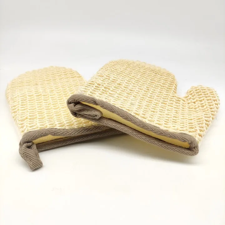 Customized Excellent Quality Natural Fiber Hemp Shower Sisal Bath Glove