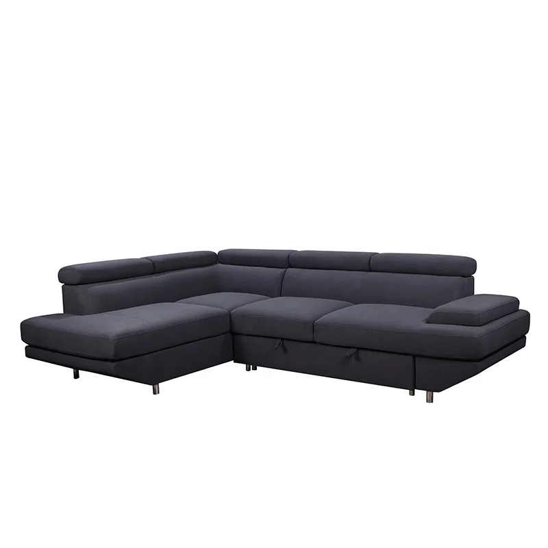 Tianhang upholstery furniture living room sofa U shaped corner sleeper gray fabrics sofa bed with storage