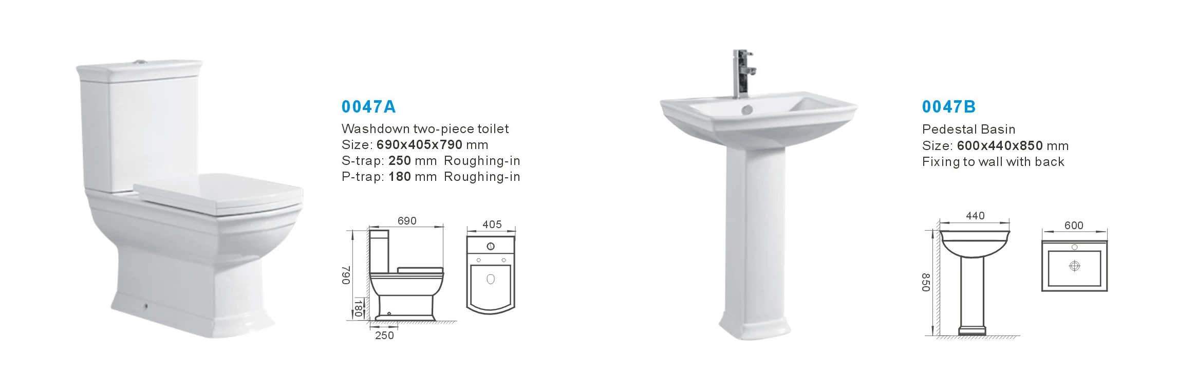 Hotel Sanitary Ware Ceramic Wc Toilet Set With Basins Sink two piece washdown p trap ceramic wc toilet set Bathroom