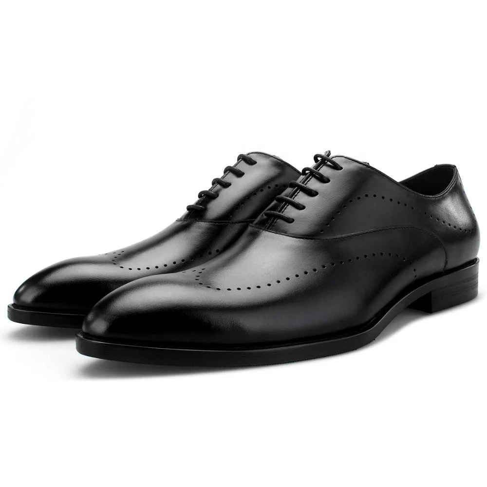 
2020 New Style Dress Shoe Genuine Leather Shoes Lace up Small Point Oxford Men Dress Shoes 