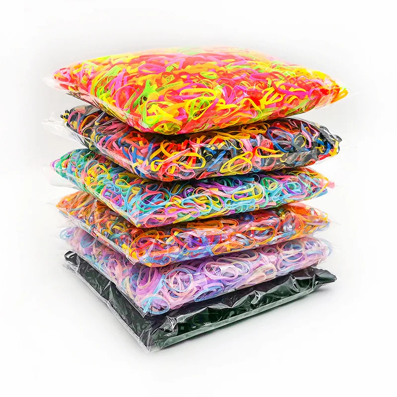Недорогие маленькие резинки 1000 Детские для волос индивидуальные Разноцветные Одноразовые