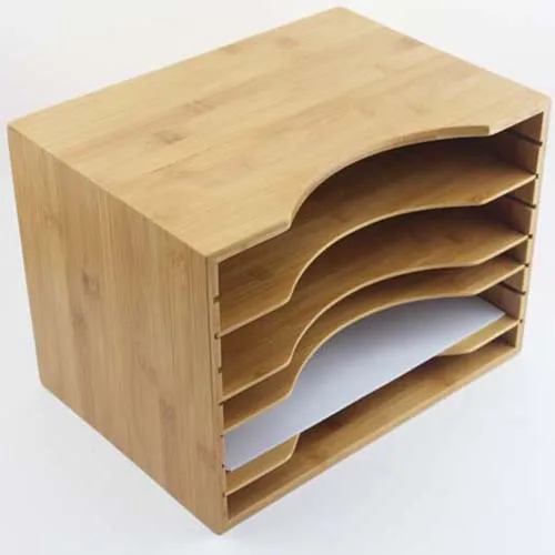 Eco-Friendly Bamboo Desk document Organizer stationery collection
