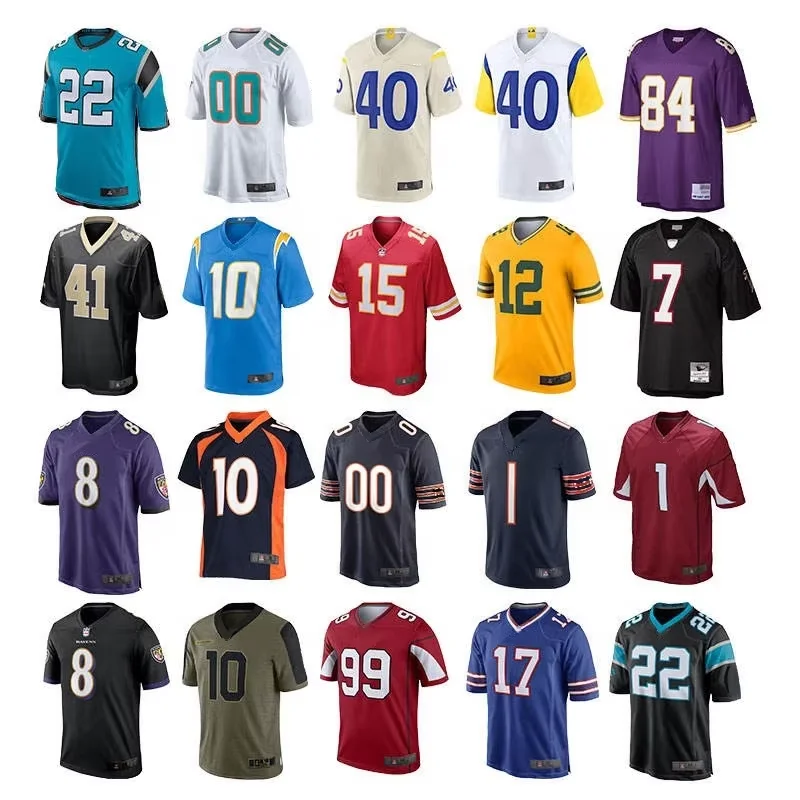Новый сезон сшитая майка nfling для американского футбола униформа 32 команд хит продаж Майки с вышивкой