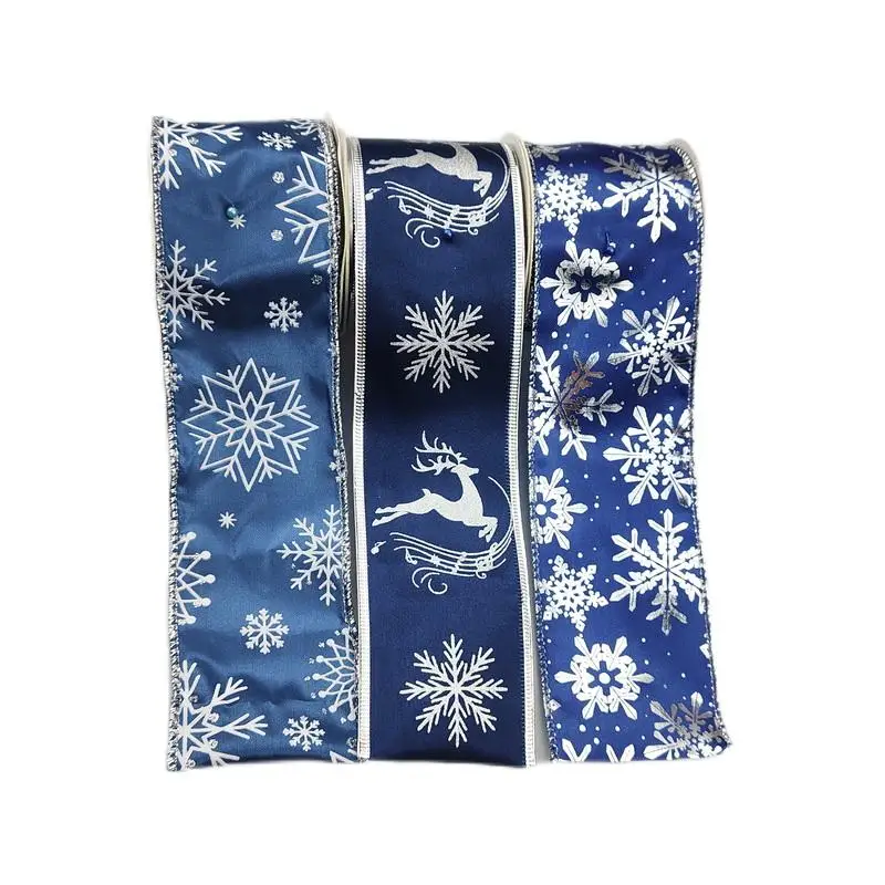 HL5212455- 257 Wholesale 63 mm 2.5 inch Royal Blue Satin Ribbon Christmas Cheap Satin Wired Ribbon