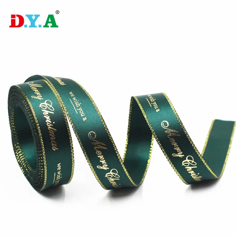 Wholesale Cheap Price Printed Polyester Ribbon Merry Christmas Holiday Gifts Decorative Packing Tapes Gift Packing Ribbon Tapes