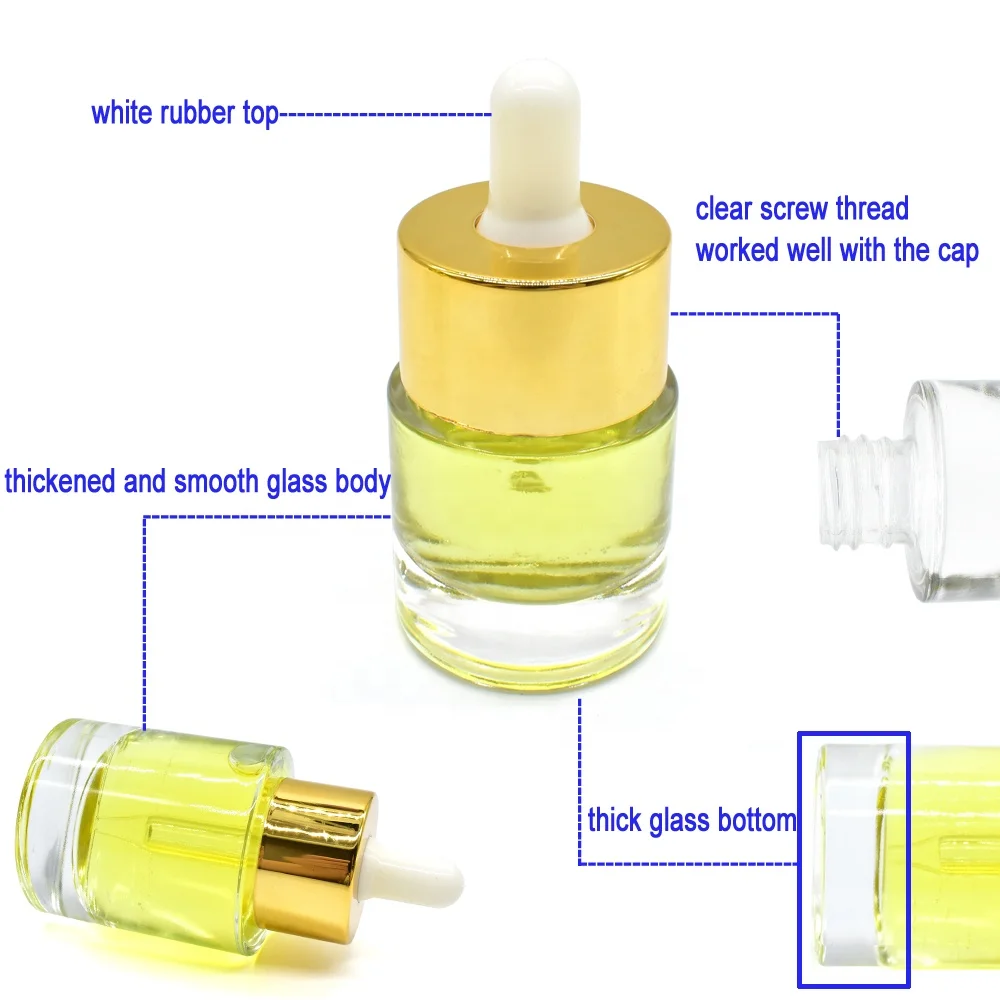 flat shoulder clear thick bottom15ml 30ml 50ml glass hair oil bottle luxury serum glass dropper bottle for essential oil
