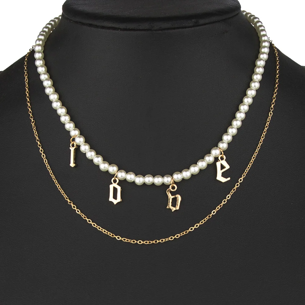  2021 New Style Double Necklace Trendy Jewelry for Girls Personality Pearl Vintage Elegant Fashion Love