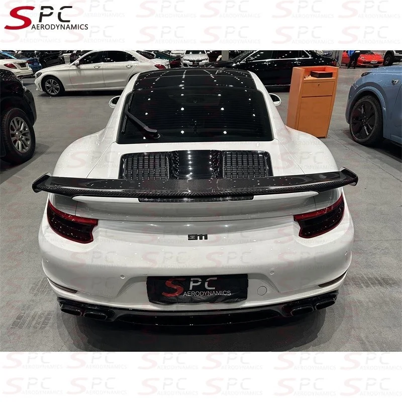 SPC Carbon Fiber Rear Wing For Porsche 911 991 Turbo 2012-2018 Dry Carbon Fiber Rear Trunk Spoiler For 991 Turbo S Car Bumpers