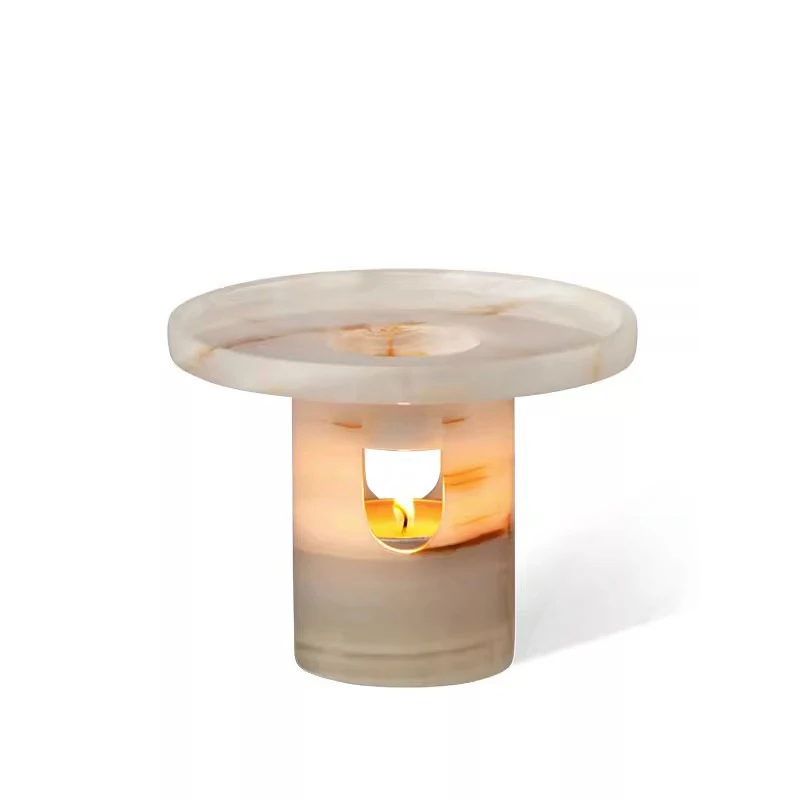Stonekocc Brand Customized Natural Marble White Onyx Green Jade Crafts Aromatherapy Burner Agate Candle Cup Home Decoration