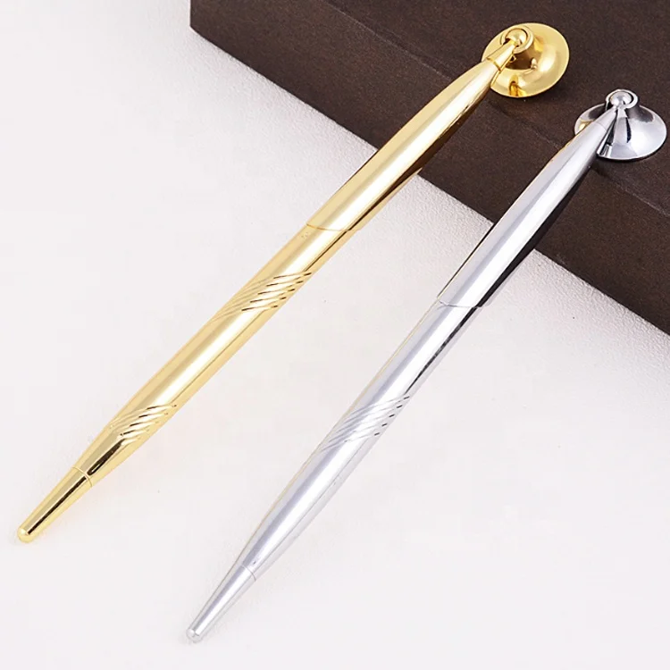 NMHHL-025 Office Hotel Bank Supplier DIY Cheap Silver Gold Pen Holder Metal Roller Desktop Pen With Logo
