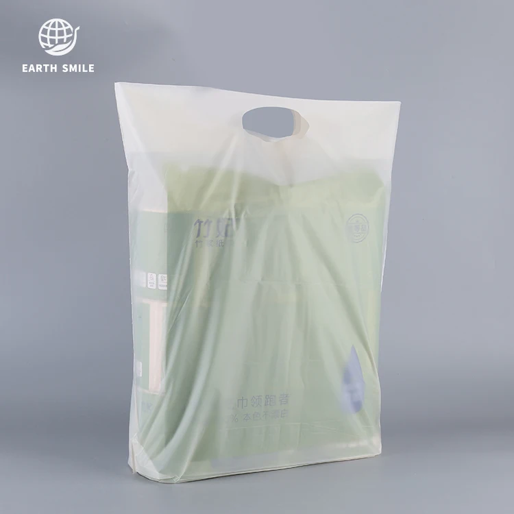 Corn Starch Biodegradable Made Die Cut Shopping Plastic Bag for Shopping Mall Clothing Store