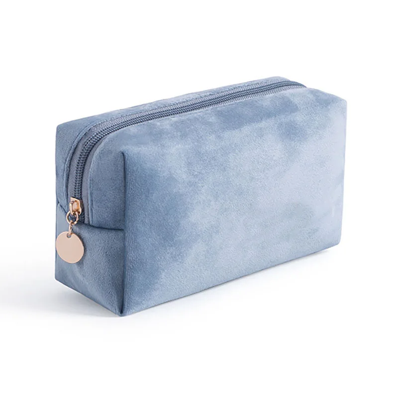 OEM/ODM Novation Multi Color Luxury Velvet Makeup BagPouch With Gold Zipper Women Travel Custom Velour Make Up Cosmetic Bags