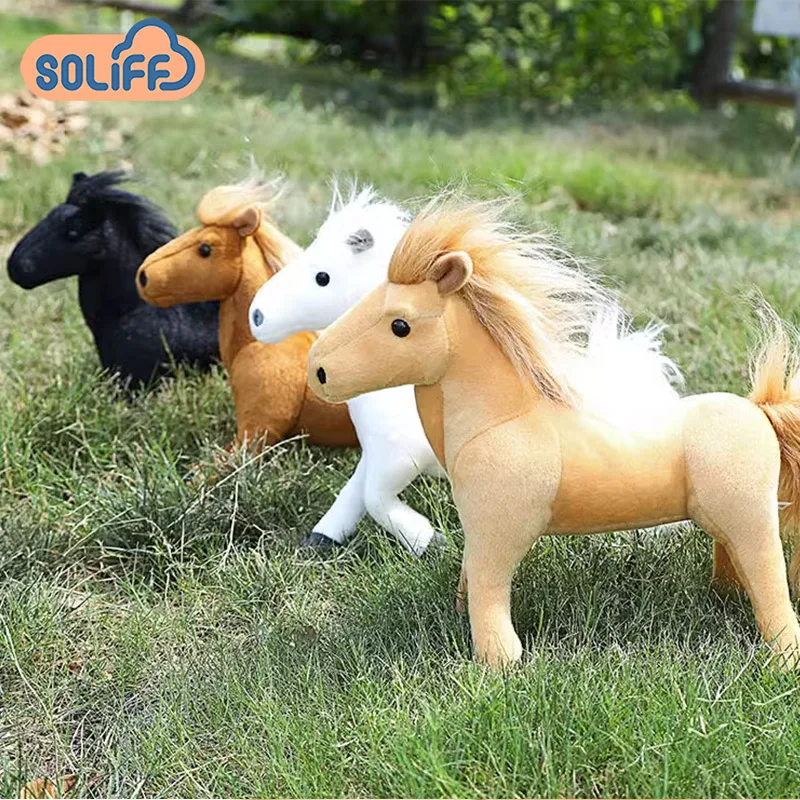 Simulation Horse Toys Lifelike Horse Animal Plush Stuffed Toy