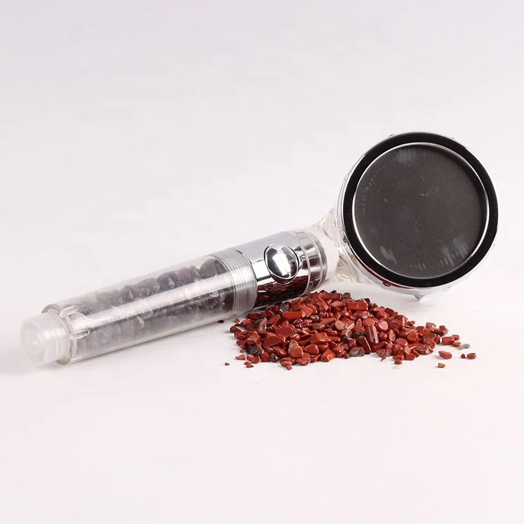 High Pressure Infused Natural Healing Gravel Tumbled  Crystal Gemstone Filter Shower Head