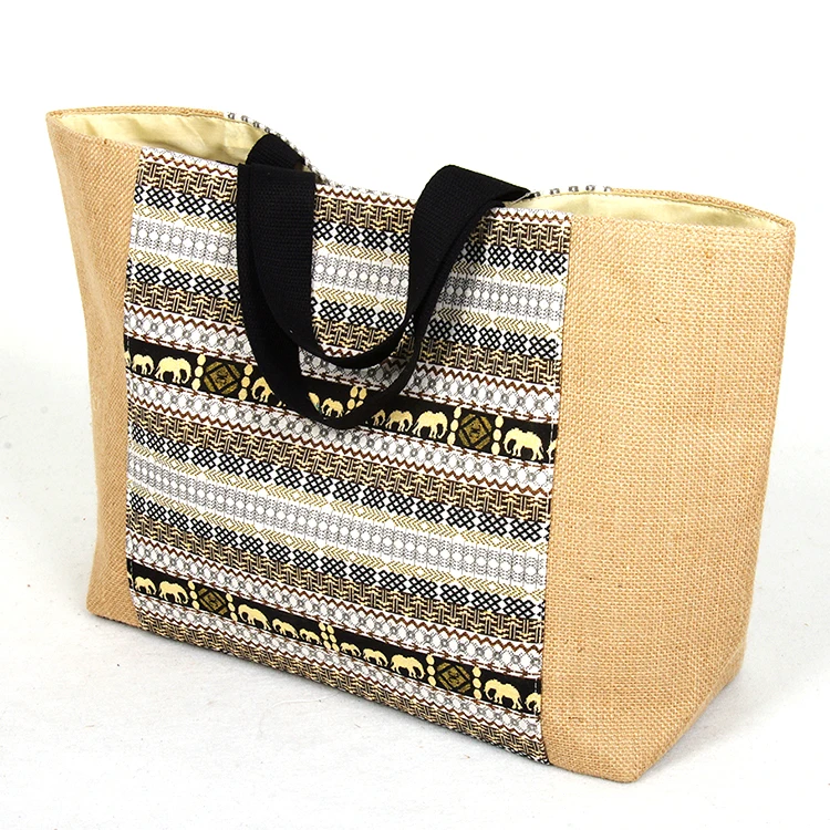 Summer  Large Capacity Beach Bags Custom Fashion Neoprene Custom Printing Ladies Large Jute Material Women Tote Beach Bag