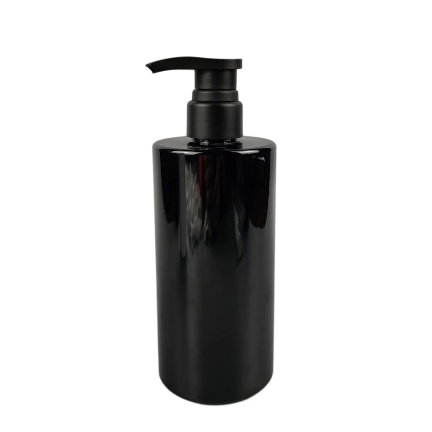 300ml 500ml Bright/Matte Black Plastic Bottles with Pump Dispenser for Shampoo Lotion Essential Oil Shower Gel 10oz 16oz