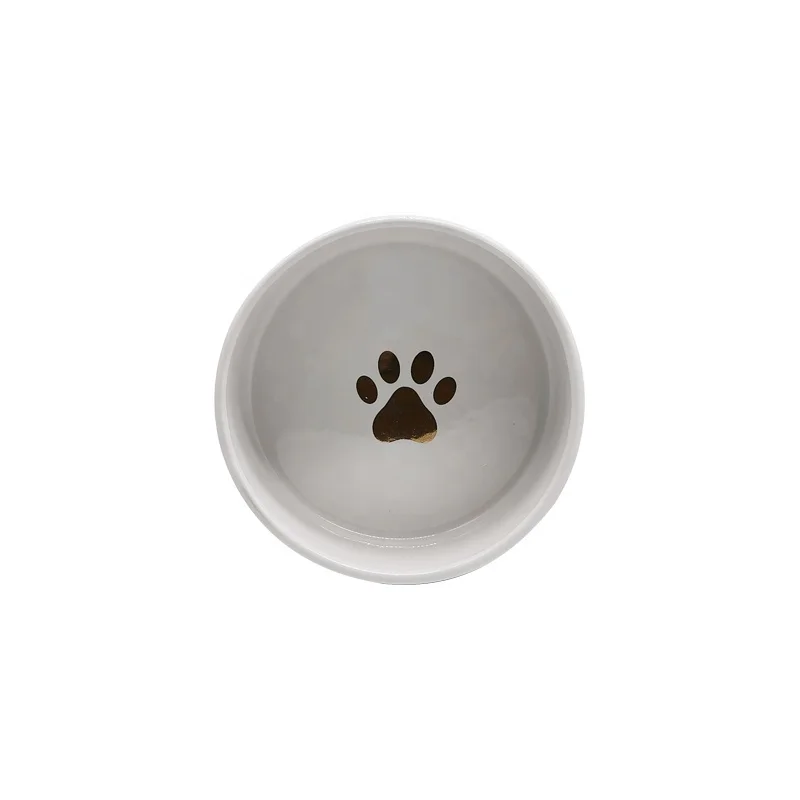 Food Contact Safe pet ceramic bowl cat dog bowl ceramic with custom gold decal
