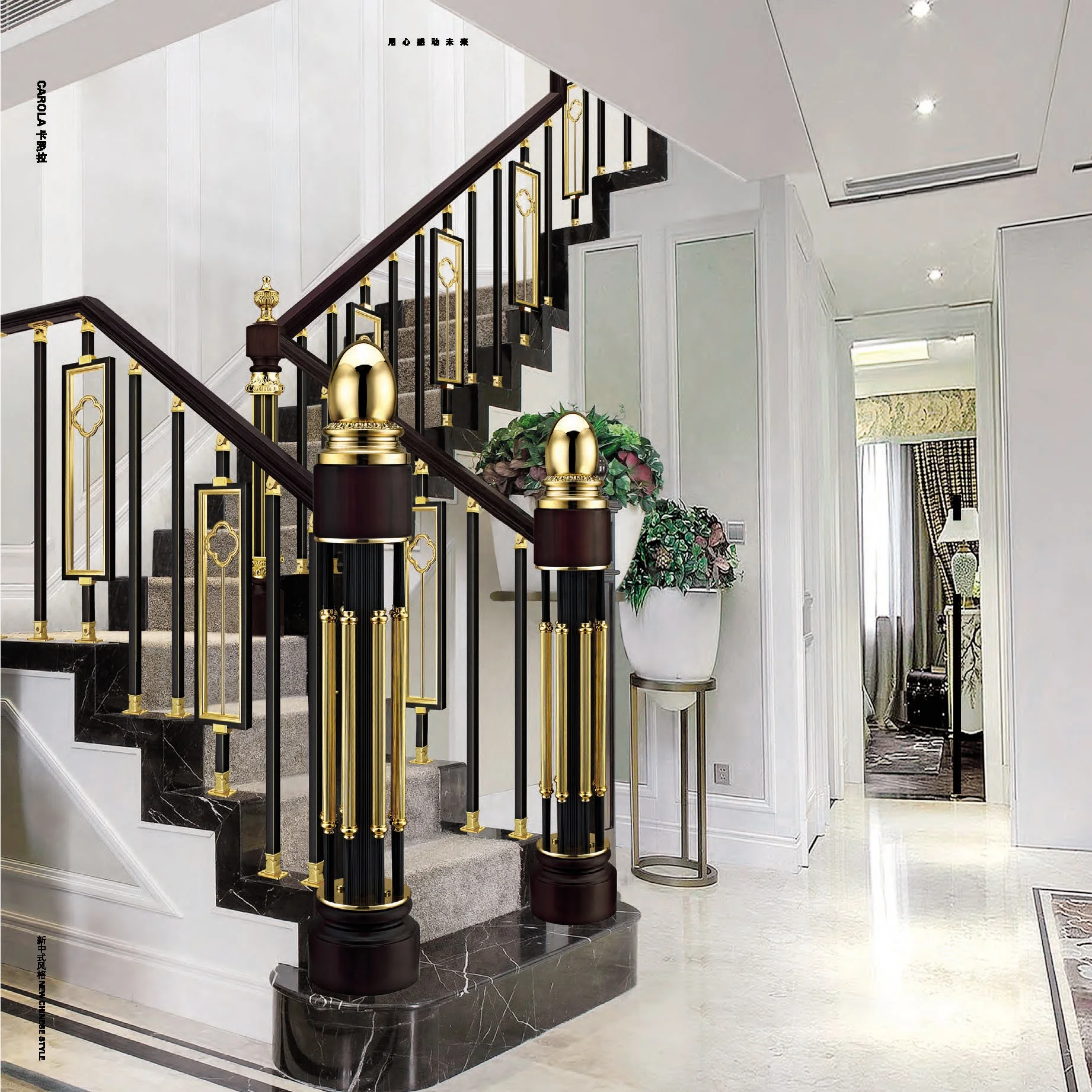 modern minimalist style interior stair handrail balustrades decorative brass deck railings design