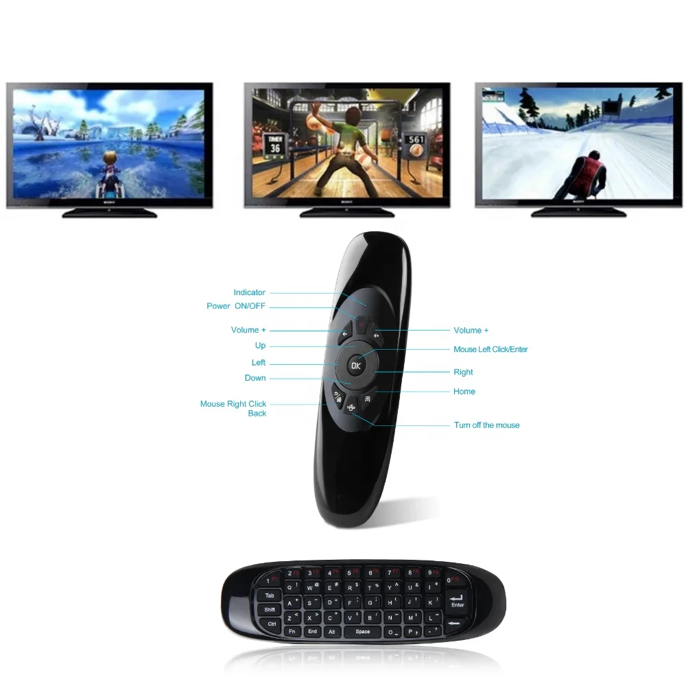 2,4 GHz C120 Air Mouse перезаряжаемая Беспроводная портативная игровая клавиатура smart TV remote