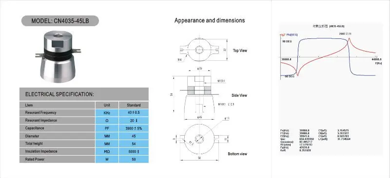 40khz Clangsonic piezo ultrasonic langevin cleaning transducer