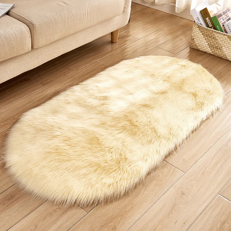 Oval Artificial Wool Carpet Plush Washable Fluffy Soft And Warm Living Room