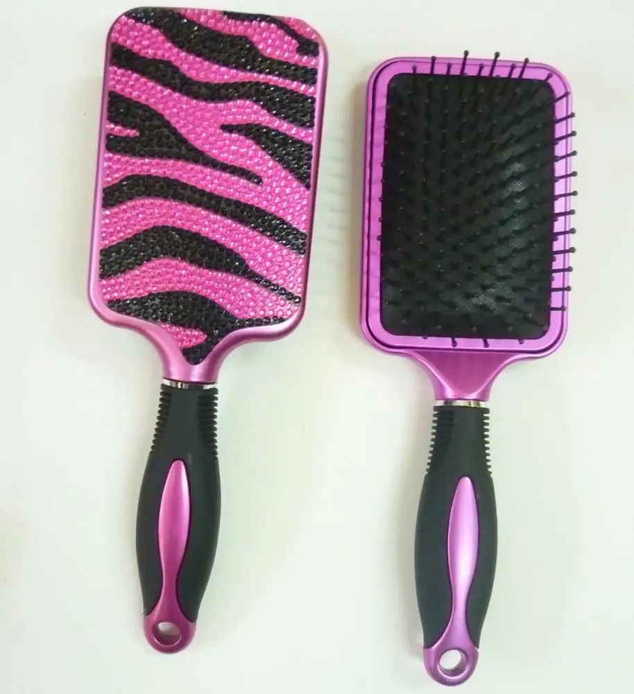 professional plastic AVON promotion gift crystal diamond plastic paddle hair brushes and comb hairbrush